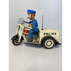 GIOCO LATTA VINTAGE TIN TN TOYS NOMURA Police Patrol Auto Tricycle JAPAN '50/60