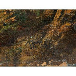 ANTICO QUADRO DIPINTO OLIO TELA Palizzi G. EPOCA 1800 Pastorello Capre PAESAGGIO