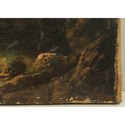 ANTICO QUADRO DIPINTO OLIO TELA Palizzi G. EPOCA 1800 Pastorello Capre PAESAGGIO