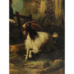 ANTICO QUADRO DIPINTO OLIO TELA Palizzi G. EPOCA 1800 Pastorello Capre PAESAGGIO