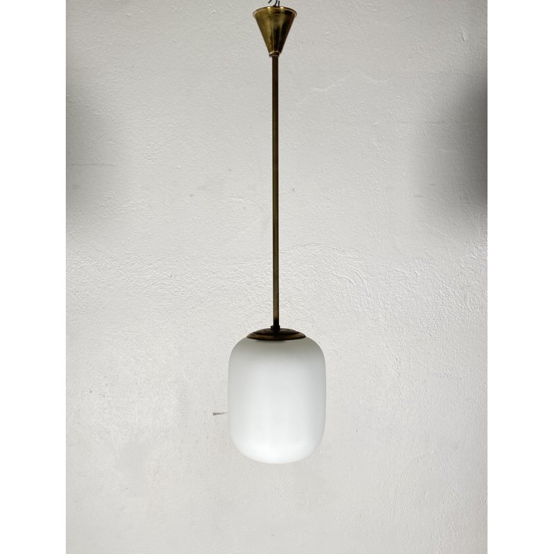 LAMPADARIO PENDENTE SOSPENSIONE VETRO SATINATO METALLO LAMPADA SOFFITTO STILNOVO