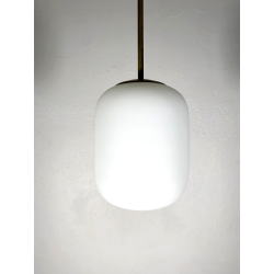 LAMPADARIO PENDENTE SOSPENSIONE VETRO SATINATO METALLO LAMPADA SOFFITTO STILNOVO