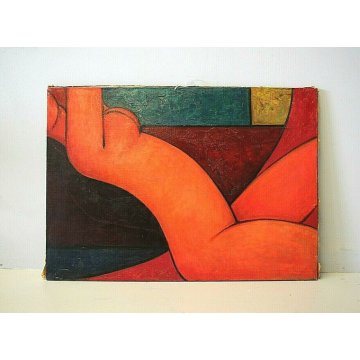 QUADRO DIPINTO OLIO TELA NUDO FEMINILE DESIGN ASTRATTISMO ESPRESSIONISMO MODERNO