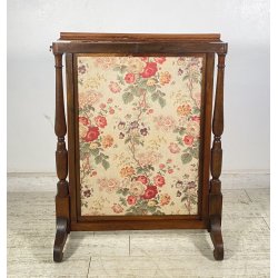 ANTICO RARO COPRICAMINO/PARASCINTILLE LEGNO 1800 RICAMATO ALTEZZA REGOLABILE