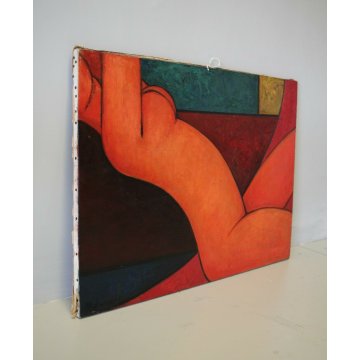 QUADRO DIPINTO OLIO TELA NUDO FEMINILE DESIGN ASTRATTISMO ESPRESSIONISMO MODERNO