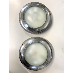 COPPIA APPLIQUE LAMPADA PARETE ROTONDA METALLO VETRO DESIGN MID CENTURY ø 25 cm