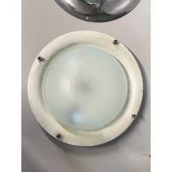 COPPIA APPLIQUE LAMPADA PARETE ROTONDA METALLO VETRO DESIGN MID CENTURY ø 25 cm