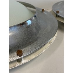 COPPIA APPLIQUE LAMPADA PARETE ROTONDA METALLO VETRO DESIGN MID CENTURY ø 25 cm