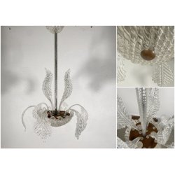 ANTICO LAMPADARIO A FOGLIE BAROVIER & TOSO VETRO MURANO SENZA IMPIANTO ELETTRICO