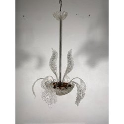 ANTICO LAMPADARIO A FOGLIE BAROVIER & TOSO VETRO MURANO SENZA IMPIANTO ELETTRICO