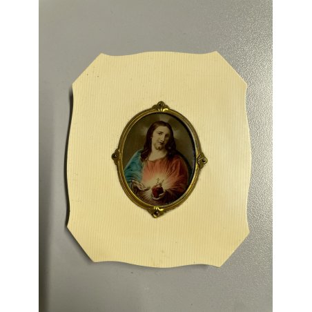 ANTICA MINIATURA immagine GESU CRISTO religioso sacro cuore CAMMEO preghiera