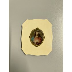 ANTICA MINIATURA immagine GESU CRISTO religioso sacro cuore CAMMEO preghiera