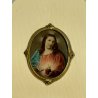 ANTICA MINIATURA immagine GESU CRISTO religioso sacro cuore CAMMEO preghiera