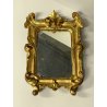 ANTICA piccola CORNICE specchiera DORATA epoca 700 LEGNO SCOLPITO FOGLIA ORO