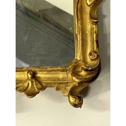 ANTICA piccola CORNICE specchiera DORATA epoca 700 LEGNO SCOLPITO FOGLIA ORO