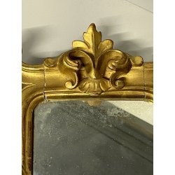 ANTICA piccola CORNICE specchiera DORATA epoca 700 LEGNO SCOLPITO FOGLIA ORO