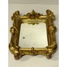 ANTICA piccola CORNICE specchiera DORATA epoca 700 LEGNO SCOLPITO FOGLIA ORO