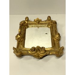 ANTICA piccola CORNICE specchiera DORATA epoca 700 LEGNO SCOLPITO FOGLIA ORO