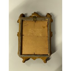 ANTICA piccola CORNICE specchiera DORATA epoca 700 LEGNO SCOLPITO FOGLIA ORO