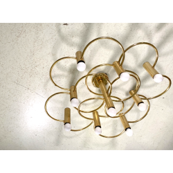 LAMPADARIO VINTAGE CEILING WALL LAMP DESIGN G. Sciolari OTTONE 9 LUCI ø 75cm '70