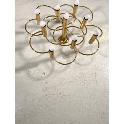 LAMPADARIO VINTAGE CEILING WALL LAMP DESIGN G. Sciolari OTTONE 9 LUCI ø 75cm '70