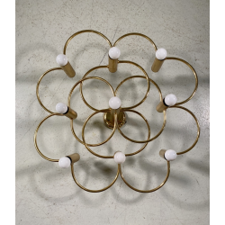 LAMPADARIO VINTAGE CEILING WALL LAMP DESIGN G. Sciolari OTTONE 9 LUCI ø 75cm '70