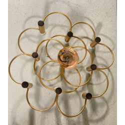 LAMPADARIO VINTAGE CEILING WALL LAMP DESIGN G. Sciolari OTTONE 9 LUCI ø 75cm '70