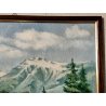 ANTICO QUADRO DIPINTO OLIO TELA epoca 1960 PAESAGGIO ALPINO Montagne Neve Lago