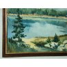 ANTICO QUADRO DIPINTO OLIO TELA epoca 1960 PAESAGGIO ALPINO Montagne Neve Lago