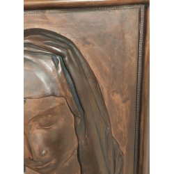 ANTICO QUADRO BASSORILIEVO RAME Madonna Addolorata EPOCA 1900 ICONA Liberty