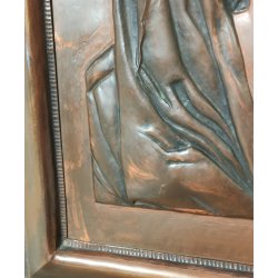 ANTICO QUADRO BASSORILIEVO RAME Madonna Addolorata EPOCA 1900 ICONA Liberty