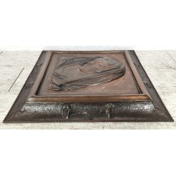 ANTICO QUADRO BASSORILIEVO RAME Madonna Addolorata EPOCA 1900 ICONA Liberty