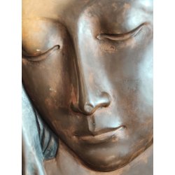 ANTICO QUADRO BASSORILIEVO RAME Madonna Addolorata EPOCA 1900 ICONA Liberty