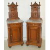 ANTICA COPPIA COMODINI liberty LEGNO NOCE MARMO originale 1900 OLD NIGHTSTANDS