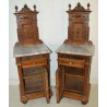 ANTICA COPPIA COMODINI liberty LEGNO NOCE MARMO originale 1900 OLD NIGHTSTANDS