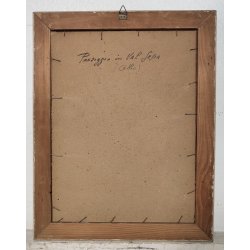 ANTICO QUADRO Monti DIPINTO ACQUERELLO PAESAGGIO Valsesia Cellio BORGO CHIESA