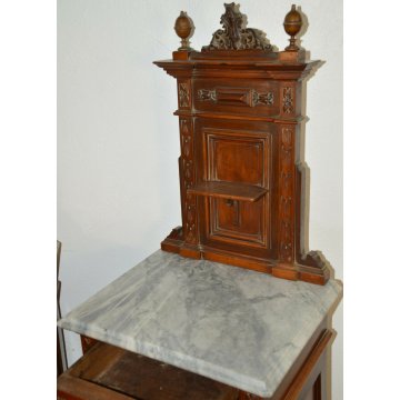 ANTICA COPPIA COMODINI liberty LEGNO NOCE MARMO originale 1900 OLD NIGHTSTANDS