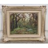 QUADRO DIPINTO OLIO Artino Giroldi PAESAGGIO BOSCO AUTUNNO Lago Maggiore CORNICE
