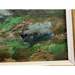 QUADRO DIPINTO OLIO Artino Giroldi PAESAGGIO BOSCO AUTUNNO Lago Maggiore CORNICE