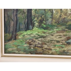 QUADRO DIPINTO OLIO Artino Giroldi PAESAGGIO BOSCO AUTUNNO Lago Maggiore CORNICE