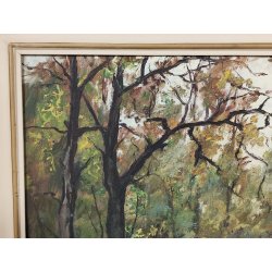 QUADRO DIPINTO OLIO Artino Giroldi PAESAGGIO BOSCO AUTUNNO Lago Maggiore CORNICE