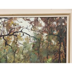 QUADRO DIPINTO OLIO Artino Giroldi PAESAGGIO BOSCO AUTUNNO Lago Maggiore CORNICE
