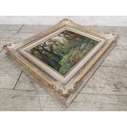QUADRO DIPINTO OLIO Artino Giroldi PAESAGGIO BOSCO AUTUNNO Lago Maggiore CORNICE