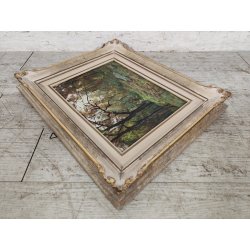 QUADRO DIPINTO OLIO Artino Giroldi PAESAGGIO BOSCO AUTUNNO Lago Maggiore CORNICE