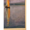 QUADRO DIPINTO olio tavola Carlo Monti BARCA a VELA Riflesso nel Lago MAGGIORE