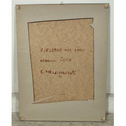 QUADRO DIPINTO olio tavola Carlo Monti BARCA a VELA Riflesso nel Lago MAGGIORE