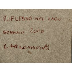 QUADRO DIPINTO olio tavola Carlo Monti BARCA a VELA Riflesso nel Lago MAGGIORE