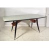 TAVOLO PRANZO DESIGN ANNI 60 Vittorio Dassi LEGNO OTTONE VETRO TABLE VINTAGE