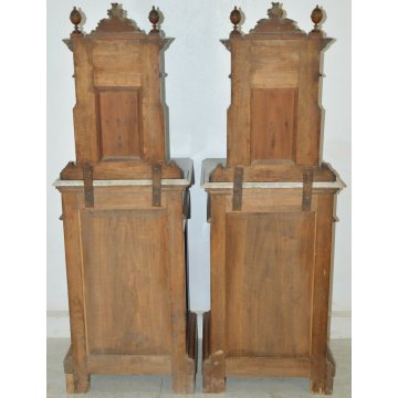 ANTICA COPPIA COMODINI liberty LEGNO NOCE MARMO originale 1900 OLD NIGHTSTANDS
