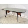 TAVOLO PRANZO DESIGN ANNI 60 Vittorio Dassi LEGNO OTTONE VETRO TABLE VINTAGE